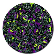 Purple And Yellow Decor Magnet 5  (round) by Valentinaart