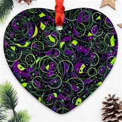 Purple And Yellow Decor Heart Ornament (2 Sides)