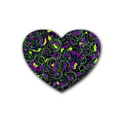 Purple And Yellow Decor Rubber Coaster (heart) 