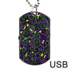 Purple And Yellow Decor Dog Tag Usb Flash (one Side)