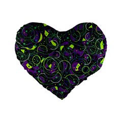 Purple And Yellow Decor Standard 16  Premium Heart Shape Cushions by Valentinaart