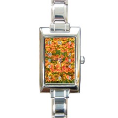 Helenium Flowers And Bees Rectangle Italian Charm Watch