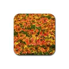 Helenium Flowers And Bees Rubber Coaster (square) 