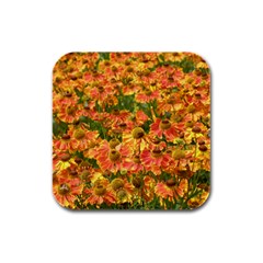 Helenium Flowers And Bees Rubber Square Coaster (4 Pack)  by GiftsbyNature