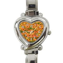 Helenium Flowers And Bees Heart Italian Charm Watch