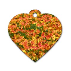 Helenium Flowers And Bees Dog Tag Heart (one Side) by GiftsbyNature