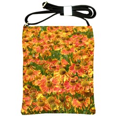 Helenium Flowers And Bees Shoulder Sling Bags by GiftsbyNature