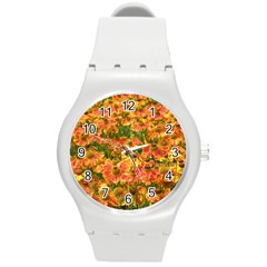 Helenium Flowers And Bees Round Plastic Sport Watch (m)