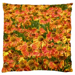 Helenium Flowers And Bees Large Cushion Case (two Sides) by GiftsbyNature