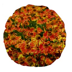 Helenium Flowers And Bees Large 18  Premium Round Cushions by GiftsbyNature