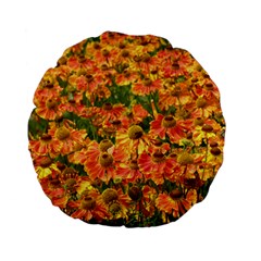 Helenium Flowers And Bees Standard 15  Premium Flano Round Cushions by GiftsbyNature