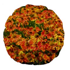 Helenium Flowers And Bees Large 18  Premium Flano Round Cushions by GiftsbyNature