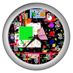 Colorful Facroty Wall Clocks (silver)  by Valentinaart