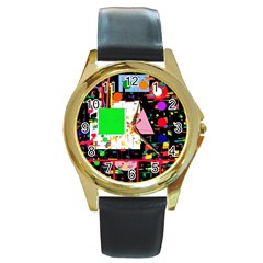 Colorful Facroty Round Gold Metal Watch