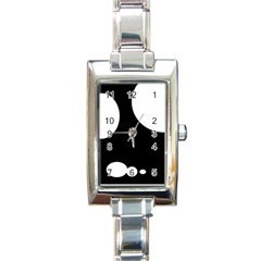 Black and white moonlight Rectangle Italian Charm Watch