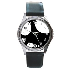 Black and white moonlight Round Metal Watch