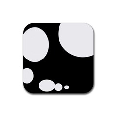 Black And White Moonlight Rubber Coaster (square)  by Valentinaart