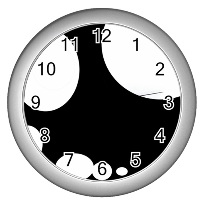 Black and white moonlight Wall Clocks (Silver) 