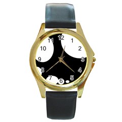 Black And White Moonlight Round Gold Metal Watch