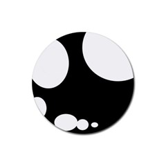 Black And White Moonlight Rubber Round Coaster (4 Pack) 