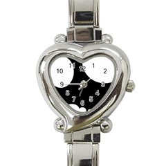 Black and white moonlight Heart Italian Charm Watch