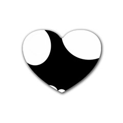 Black And White Moonlight Rubber Coaster (heart) 