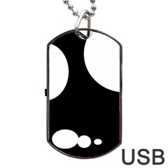 Black And White Moonlight Dog Tag Usb Flash (one Side) by Valentinaart