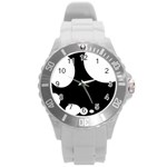 Black and white moonlight Round Plastic Sport Watch (L) Front