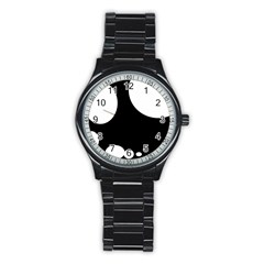 Black And White Moonlight Stainless Steel Round Watch by Valentinaart