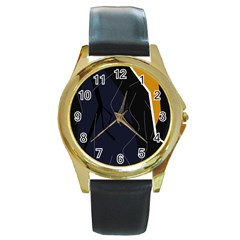 Digital Abstraction Round Gold Metal Watch