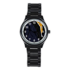 Digital Abstraction Stainless Steel Round Watch