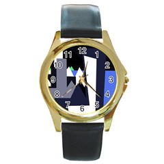 Glacier Round Gold Metal Watch by Valentinaart