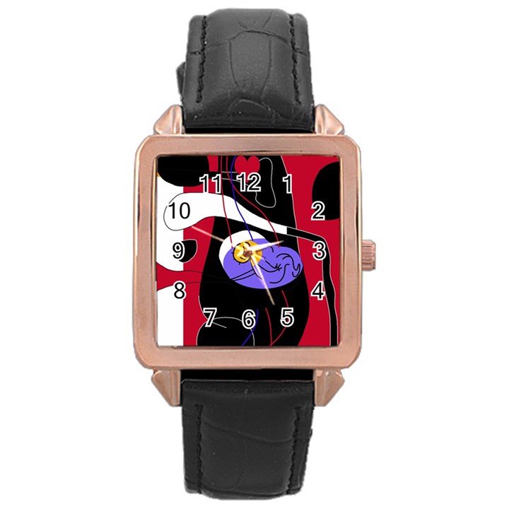 Love Rose Gold Leather Watch 