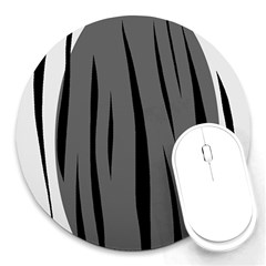 Gray, Black And White Design Round Mousepads