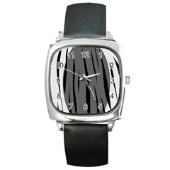 Gray, Black And White Design Square Metal Watch by Valentinaart