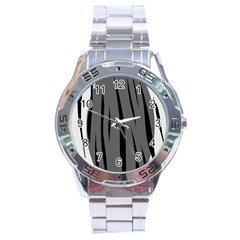 Gray, Black And White Design Stainless Steel Analogue Watch