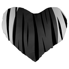 Gray, Black And White Design Large 19  Premium Heart Shape Cushions