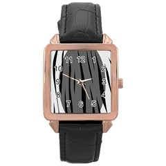 Gray, Black And White Design Rose Gold Leather Watch 