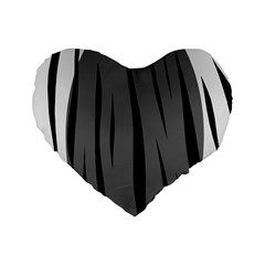 Gray, Black And White Design Standard 16  Premium Flano Heart Shape Cushions