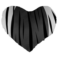 Gray, Black And White Design Large 19  Premium Flano Heart Shape Cushions