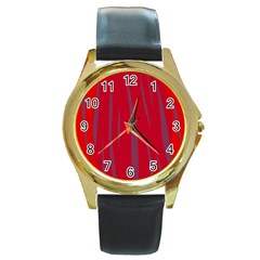 Hot Lava Round Gold Metal Watch by Valentinaart