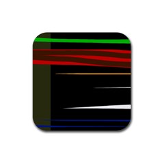 Colorful Lines  Rubber Coaster (square) 