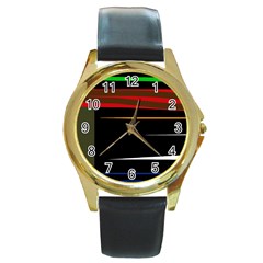 Colorful Lines  Round Gold Metal Watch