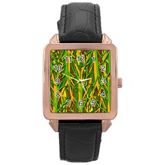 Upside-down Forest Rose Gold Leather Watch  by Valentinaart