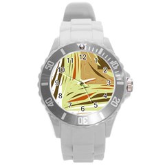 Brown Decorative Design Round Plastic Sport Watch (l)