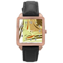 Brown Decorative Design Rose Gold Leather Watch 