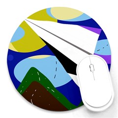 Paper Airplane Round Mousepads by Valentinaart