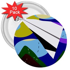 Paper Airplane 3  Buttons (10 Pack)  by Valentinaart