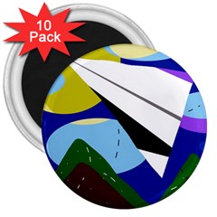 Paper Airplane 3  Magnets (10 Pack)  by Valentinaart