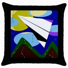 Paper Airplane Throw Pillow Case (black)